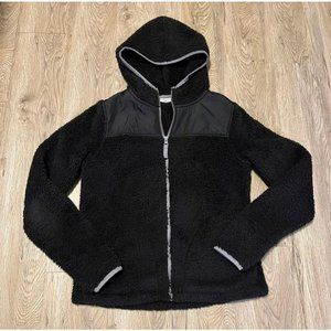 SO Juniors Small Black Hooded Teddy Bear Fleece Faux Fur Full Zip Jacket